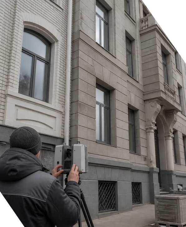 Лазерное сканирование фасадов зданий для обследования в Кингисеппе
